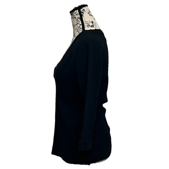 Lauren Ralph Lauren Black Waffle Knit Blouse Goth Grunge Witchy Vampy XL gorpcor - Picture 3 of 9